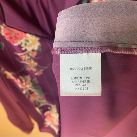 ModCloth Co-Host Long Sleeve Top Purple Floral - Picture 9 of 9